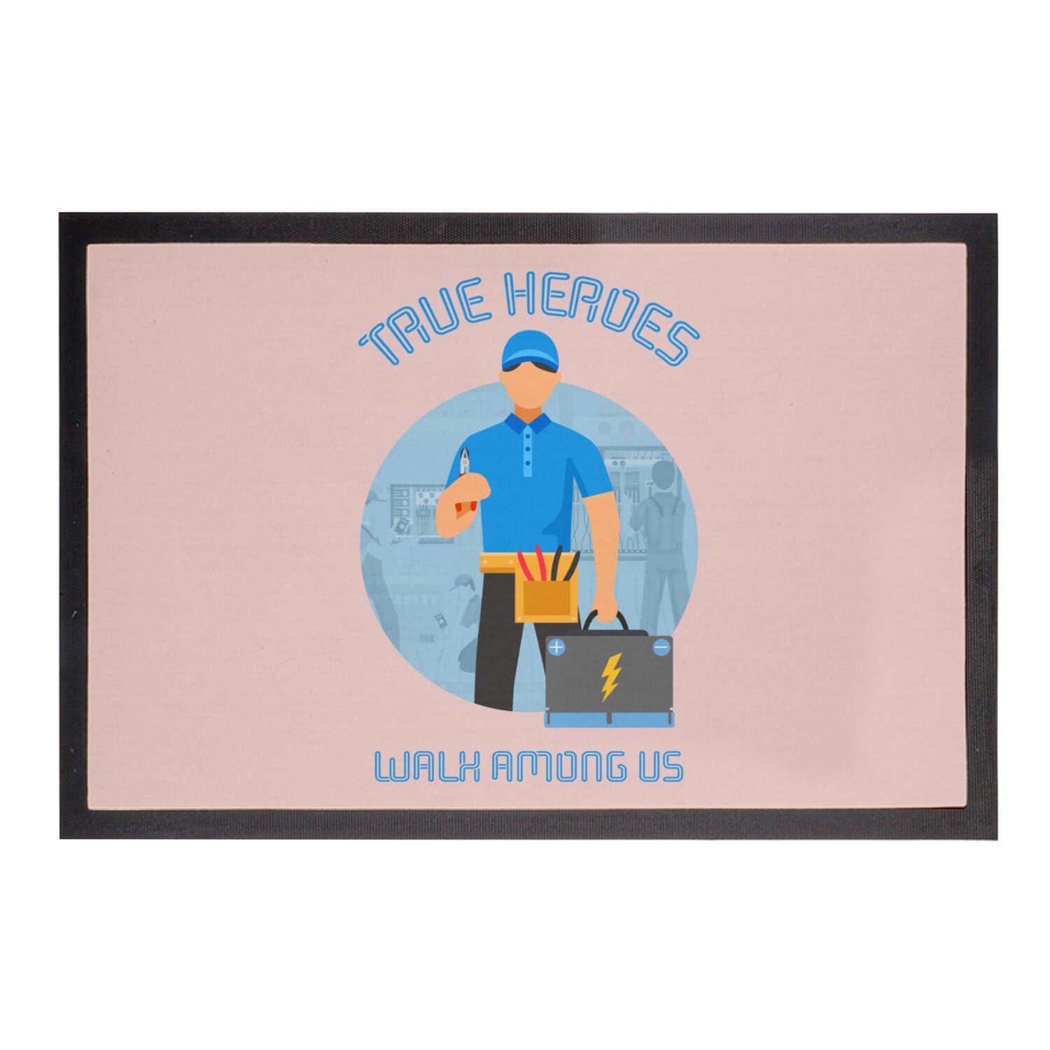 Paillasson Electrician True Heroes rose fuchsia d'entrée durable 75x50 cm