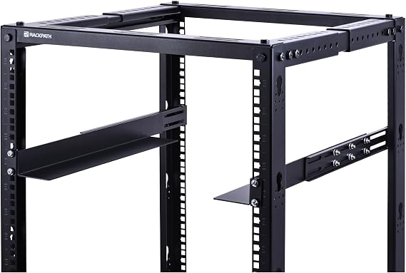 RackPath 1U 4-Post Server Rack Rail, 20.2-32 Inch Adjustable Depth - 110lbs Capacity