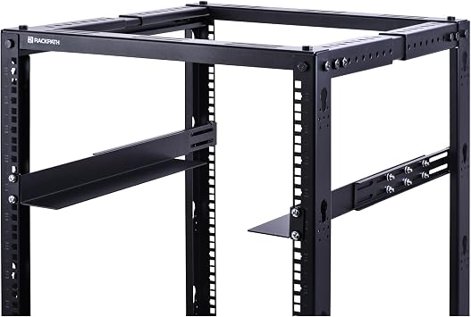 RackPath 1U 4-Post Server Rack Rail, 20.2-32 Inch Adjustable Depth - 110lbs Capacity