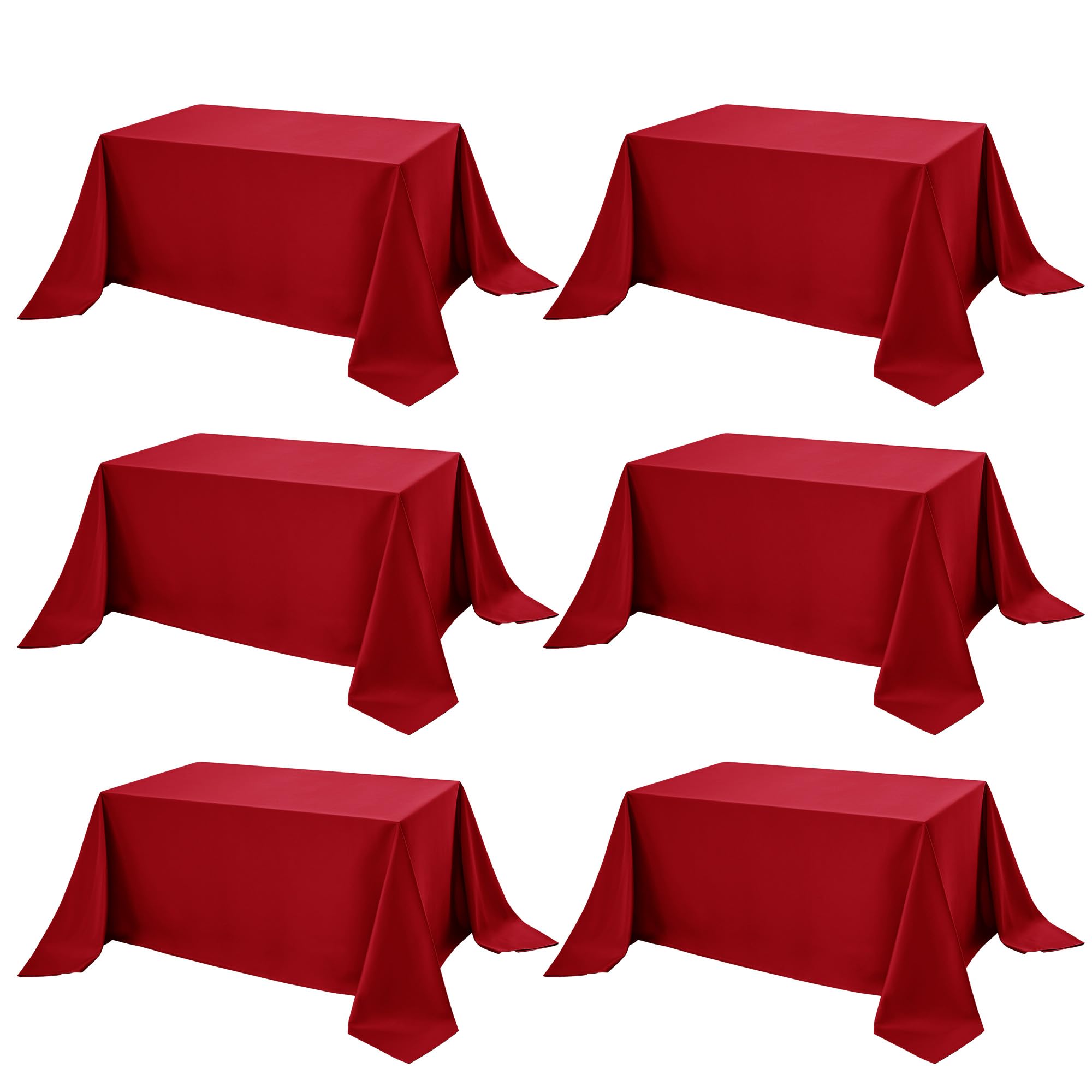 6-Pack Red Tablecloths for Rectangle Tables, 90 x 156 Inches