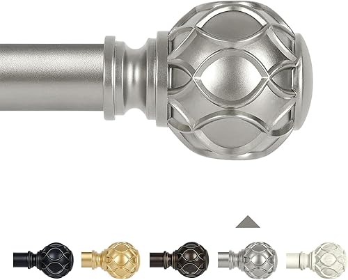 TANGWIN Barras de cortina plateadas para ventanas de 48 a 84 pulgadas (4-7 pies), barra de cortina ajustable de 1 pulgada, barras de cortina