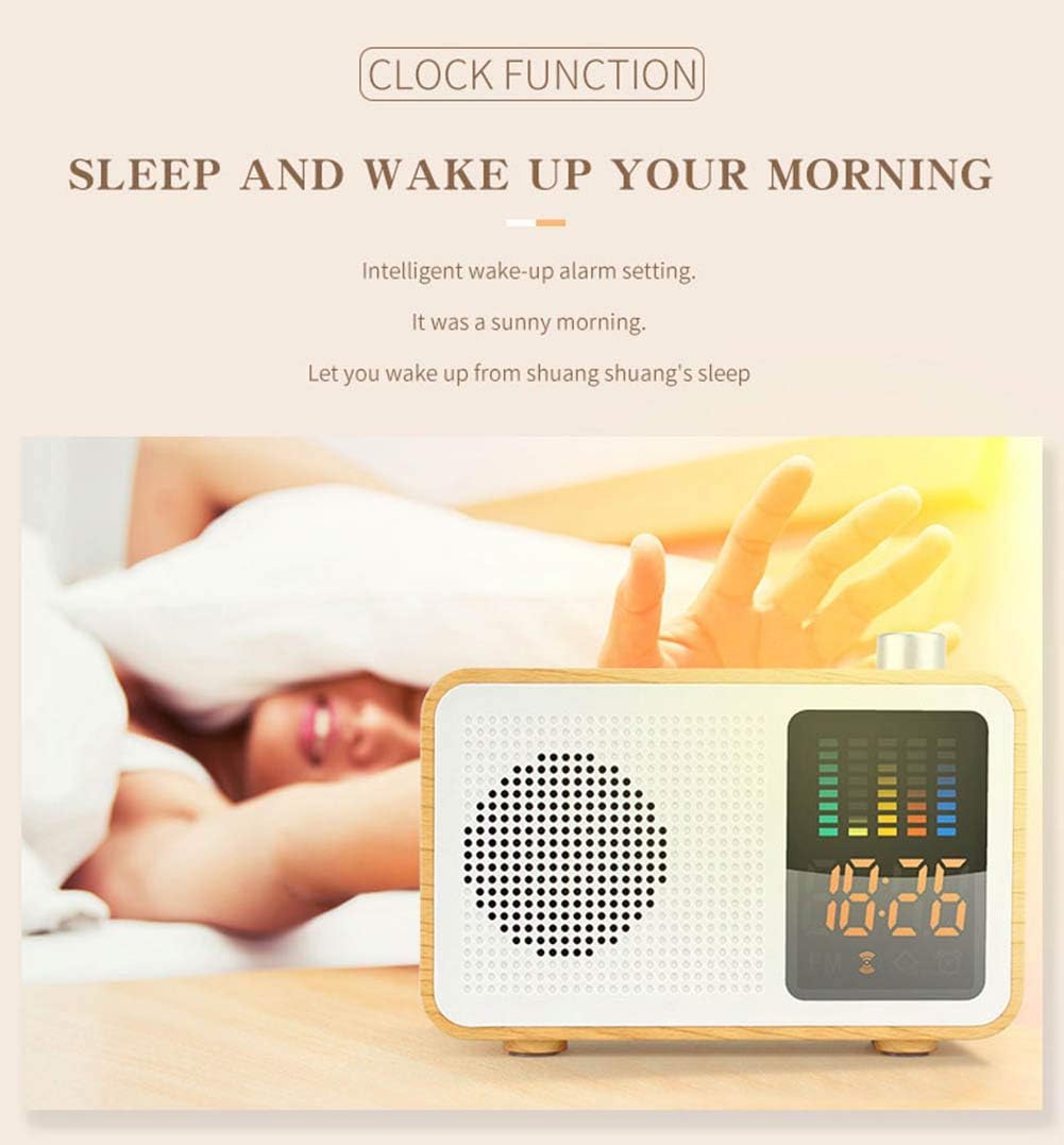 MIABOO Retro Portable Bluetooth Speaker functioning as an alarm clock on a bedside table