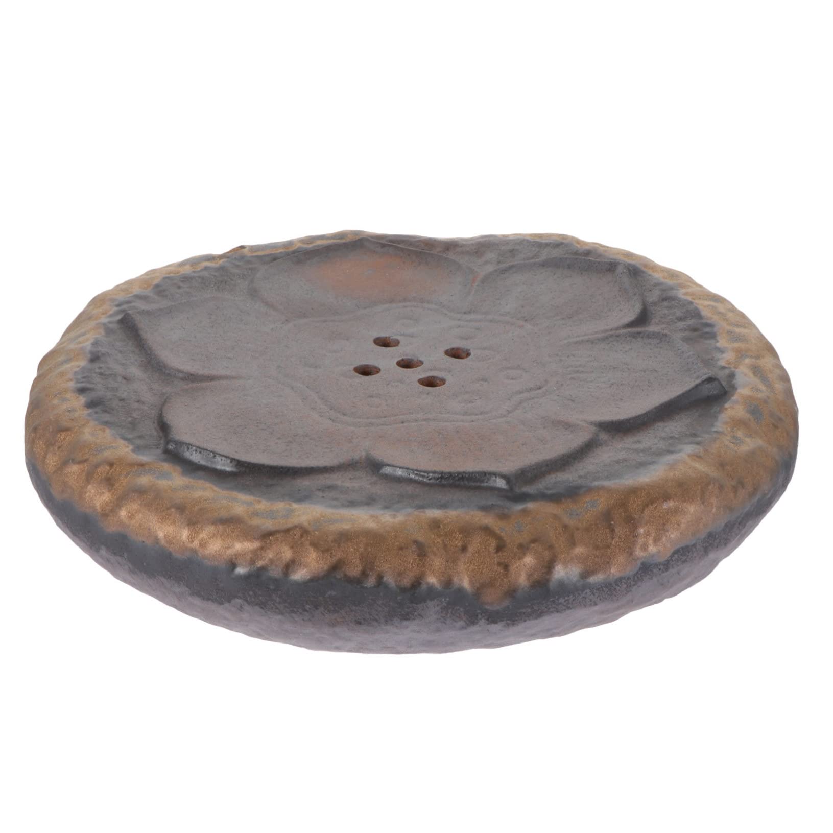 Ciieeo Traditional Chinese Tea Set Retro Crude Pottery Tea Pot Holder Tray Round Stone Plate