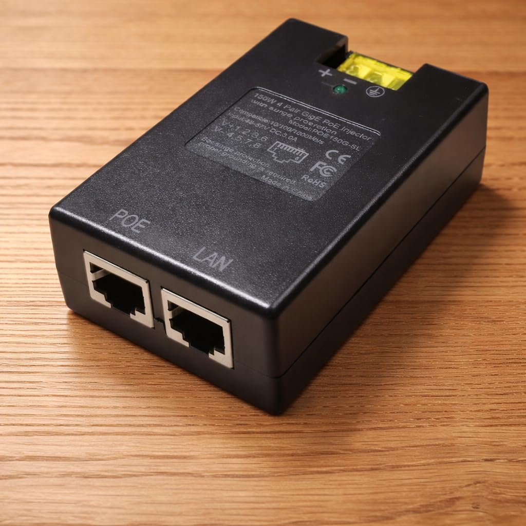 Elfcam - 150W PoE Injecteur 2,5Gb/1,25Gb pour Starlink Gen 3 et Gen 2, Passive PoE Injector avec Protection Contre Les Surtensions 3KV, Play & Plug (PoE-Injector-24W-ESD)