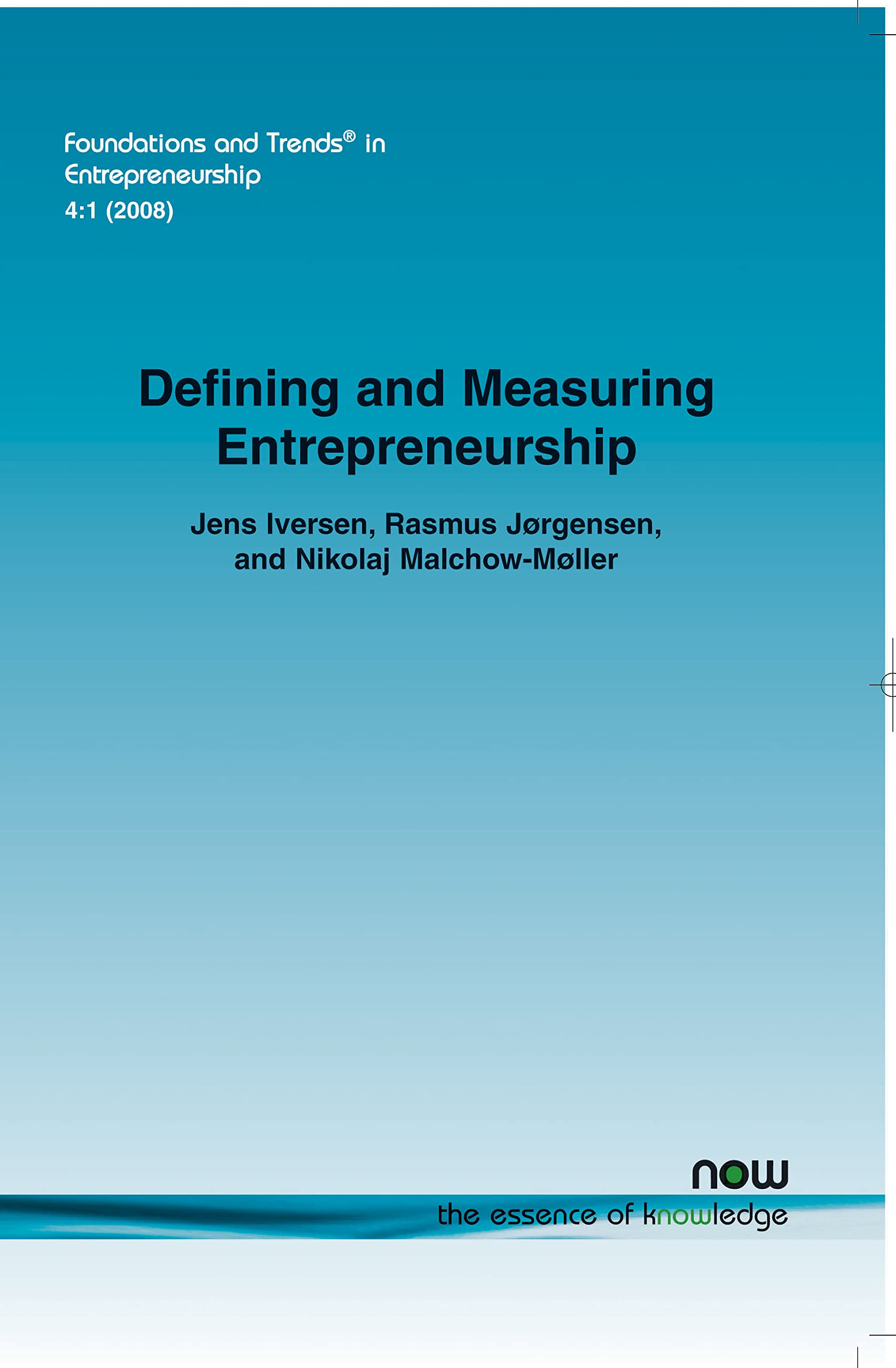 Buy Defining And Measuring Entrepreneurship — BookShops.in