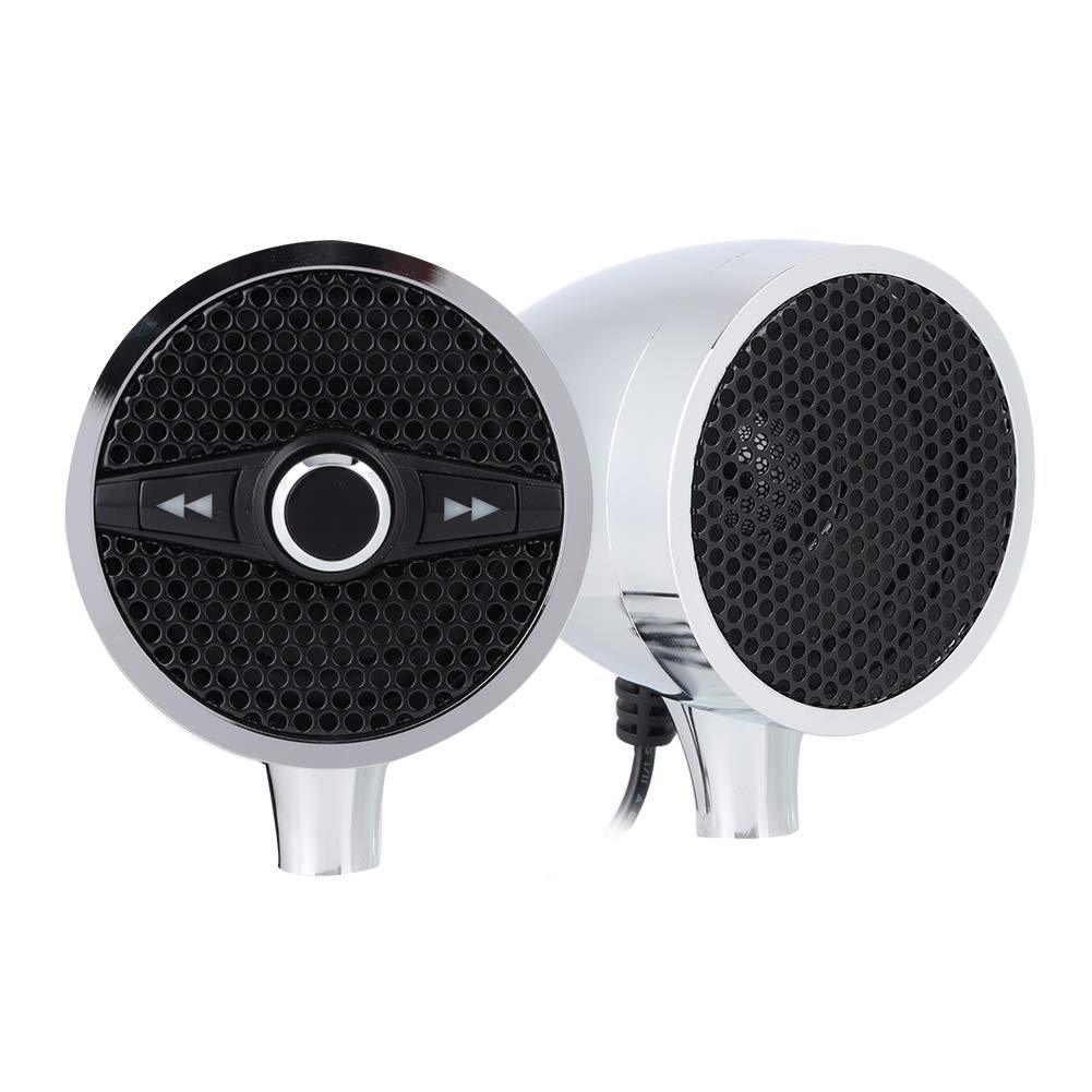 Natudeco Motorcycle Amplifier Audio Systems Wateragainst Stereo Speaker 1.25in Handlebar FM Radio Player with Bracket Screwdriver