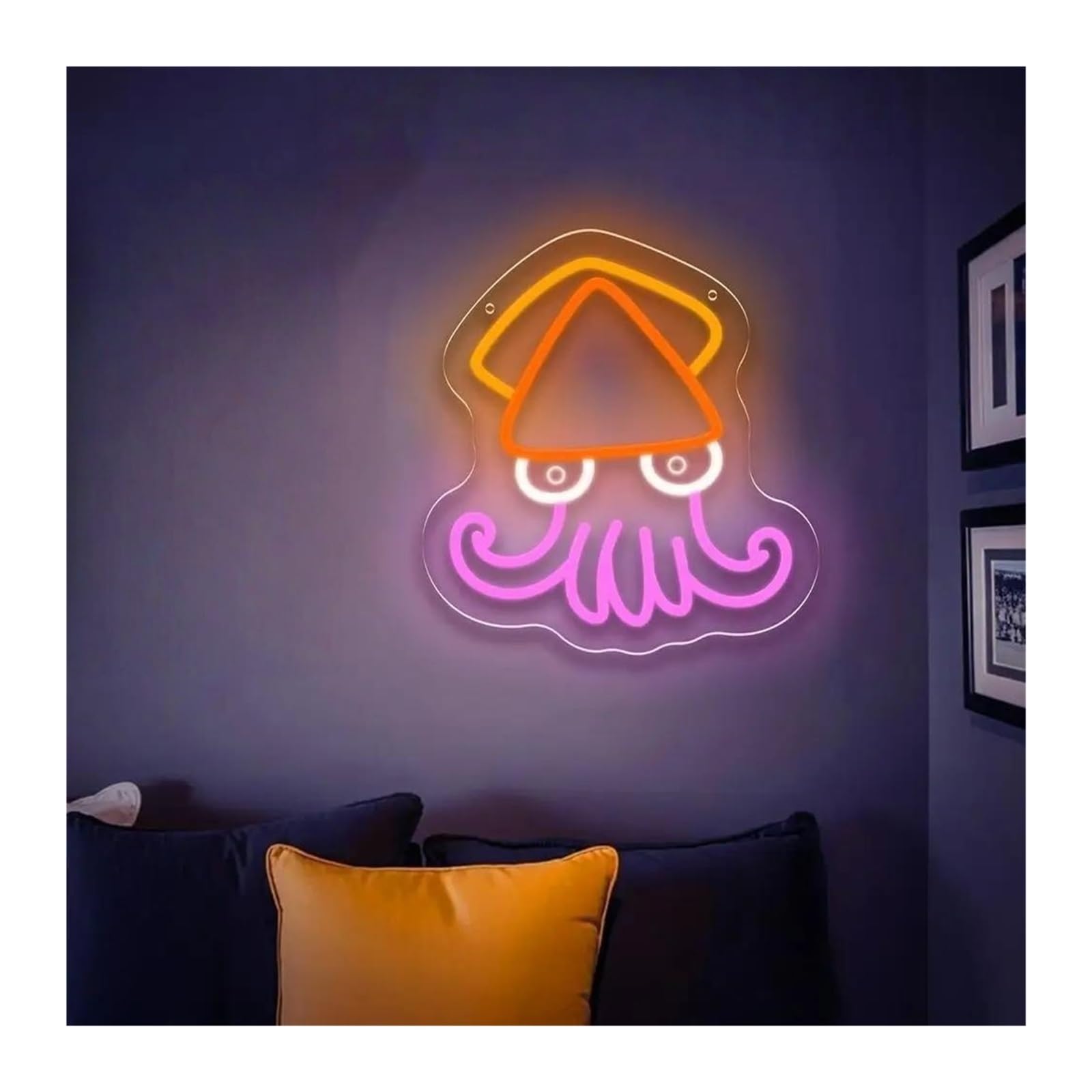 néon signe Enseigne Lumineuse LED En Forme De Calmar, Intensité Variable, Pour Chambre D'enfant, Restaurant, Vitrine, Barbecue, Takoyaki, Décoration, 28.5cmx30.5cm