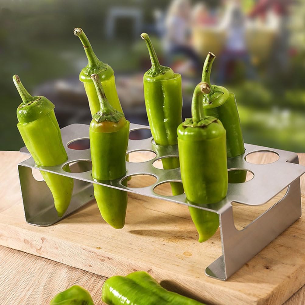 2pcs Chili Grill Chicken Drumstick Holder Chili Rack with Handle Chili Pepper Holder Fish Grilling Rack for Grill Jalapeno Peppers Chipotle Grill Rack Oven Grill Rack Roasting Rack