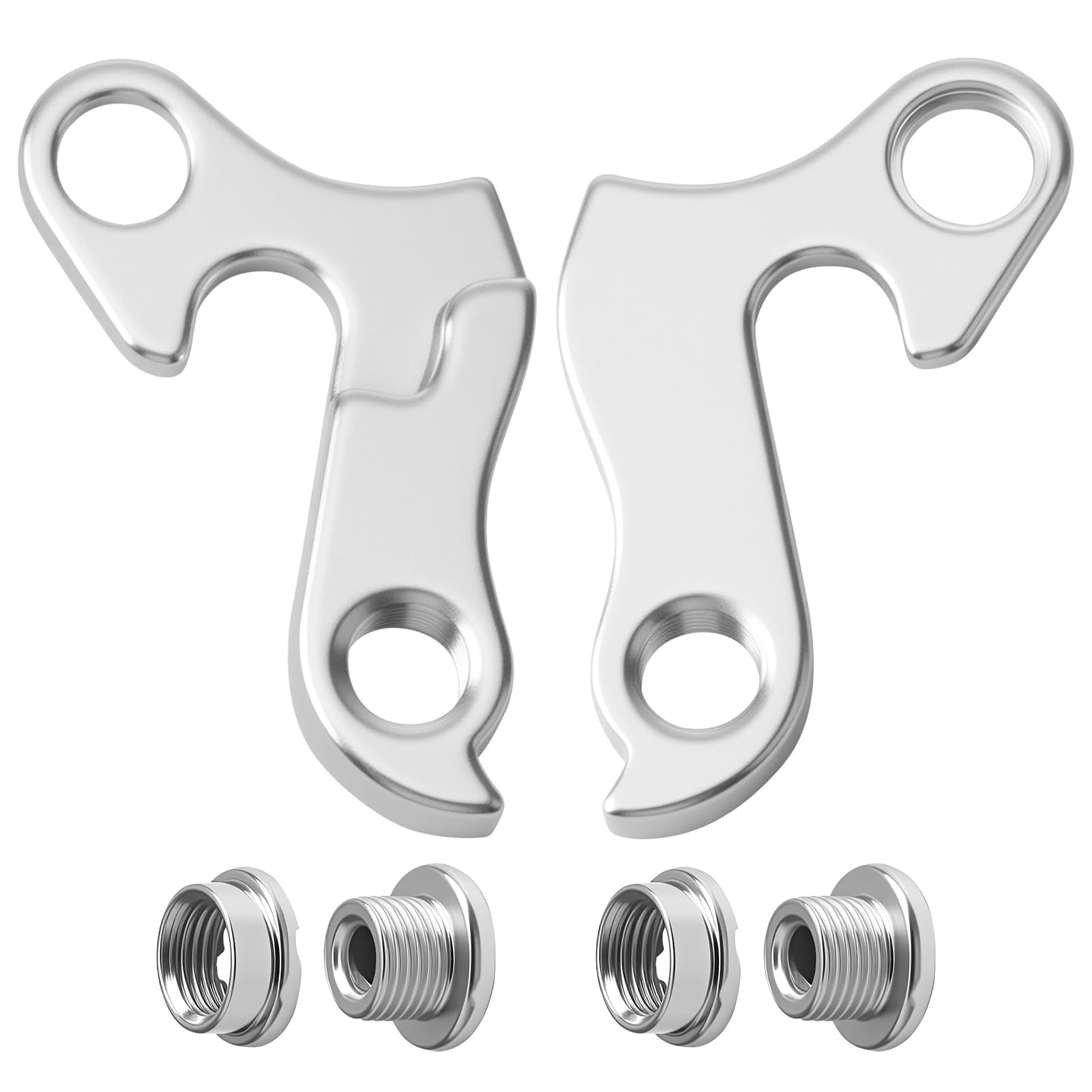 RTDHO 2Pcs Rear Derailleur Hanger Replacement Aluminium Alloy Bicycle Gear Mech Tail Hook Adapter with Screws Dropout Frame for Carrera Vengeance Vulcan Cube MTB Road Bikes, Silver