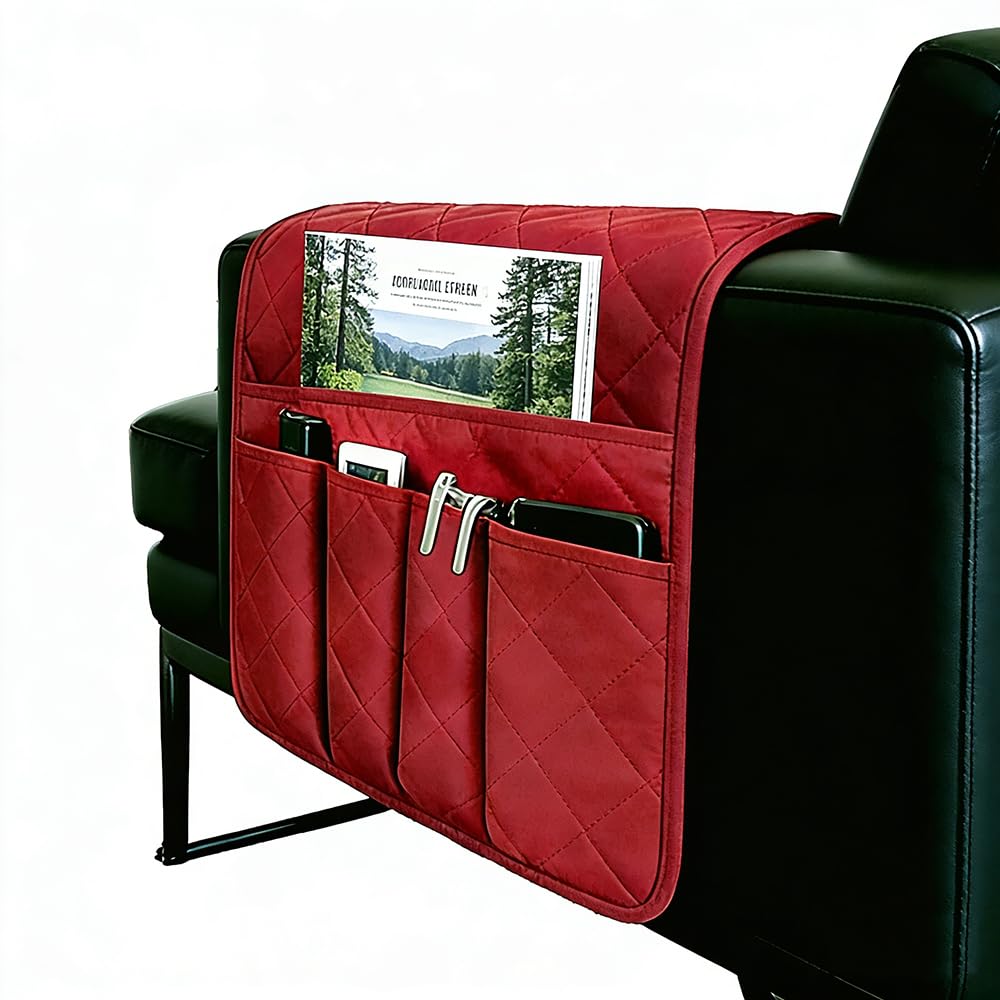 BEISIJIA Sofa Armrest Organiser, Hanging Caddy Storage Bag for Armchair Couch, Remote Control Holder for Phone, Books, Magazines, Glasses, Drinks and Snacks, Space Saving Design