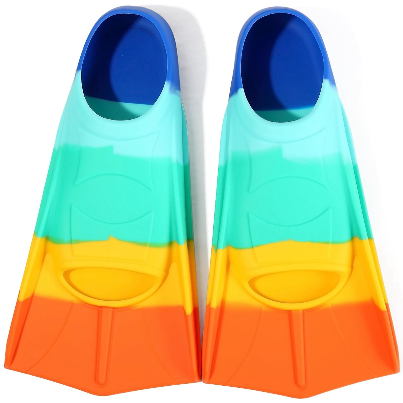 Kinder-Schwimmflossen zum Schwimmen, kurze Schwimmflossen zum Schnorcheln und Training (Marineblau-OppositeHimmelblau, Größe XS)