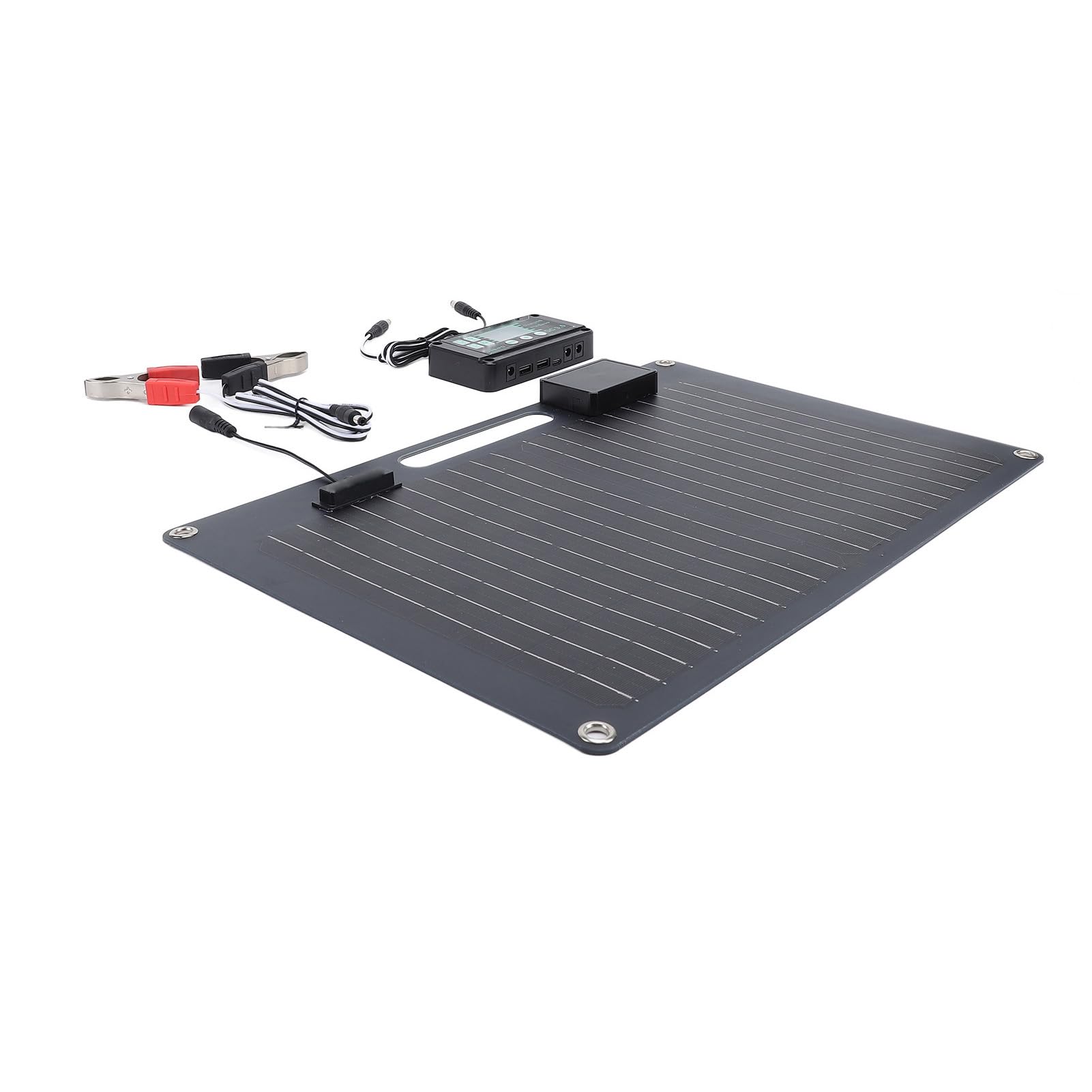 Kit caricatore pannello solare 100W con doppia uscita USB per dispositivi mobili, ideale per e barca, nero monocristallino