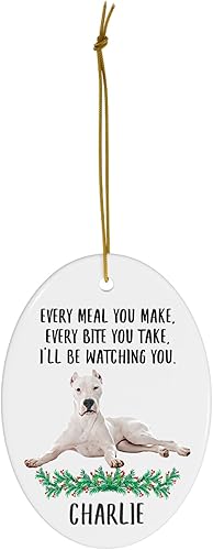 Miniatura 2 de Every Meal You Make Every Bite You Take Lying Dogo Argentino Adornos de Navidad personalizados 2024 Oval Blanco Cerámica Cachorro Dueño Regalos