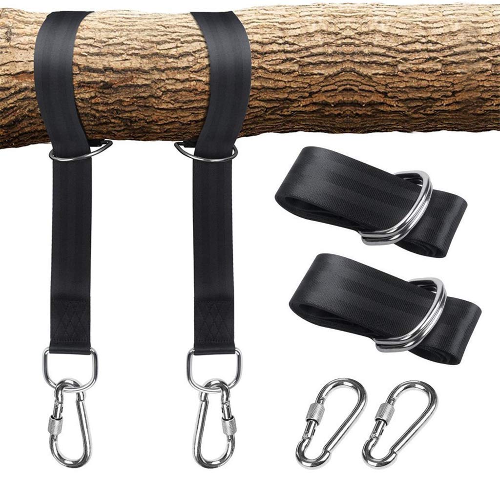 LOHONER Tree Swing Hanging Straps Kit Holds 2000 lbs 5ft Extra Long Straps with Safer Lock Snap Carabiner Hooks Perfect for Tree Swing & Hammocks for Swings Carry Pouch Easy Installation