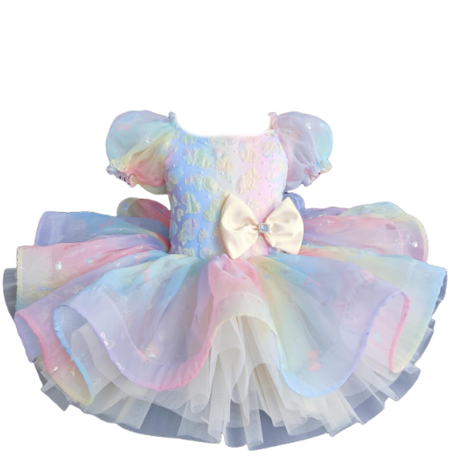 Ballerina-Kostüm für Mädchen, Tüll-Tutu, Ballett-Wettbewerbskleid | Tutu Kinderkostüm Kleiner Schwan mit Rüschenärmeln Spitze Stickerei und Pailletten