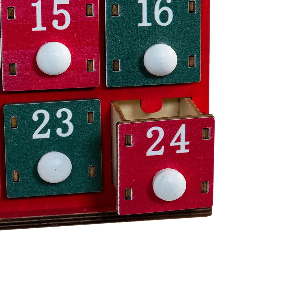 Kurt Adler 40 cm batteriebetriebener hölzerner LED-beleuchteter Adventskalender