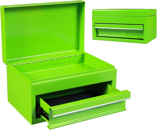 Torin APBT701GB Mini boîte à outils portable en acier de 10 po avec tiroir, petit coffre à outils en métal pour garage, maison ou établi, vert