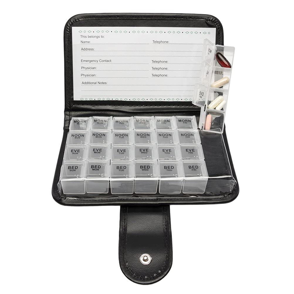 polyurethane Pill Storage Case Central Unit Daily Pill Box Organiser 28 Compartments for Medicines Supplements