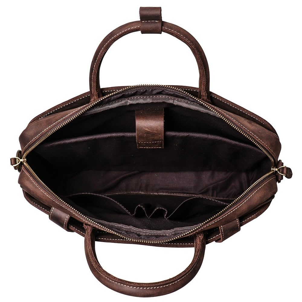 Borsa da lavoro in pelle for uomo, con tracolla e porta laptop da 14 pollici, for viaggi d'affari e lavoro