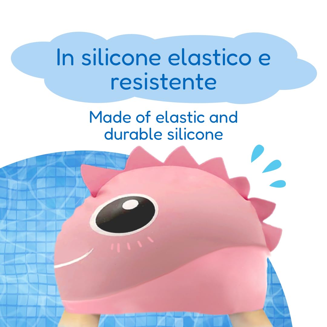 kina - Cuffia da Nuoto Bambini per Piscina, in Silicone, Ipoallergenica, Elastica e Soffice al tatto per Capelli corti e lunghi