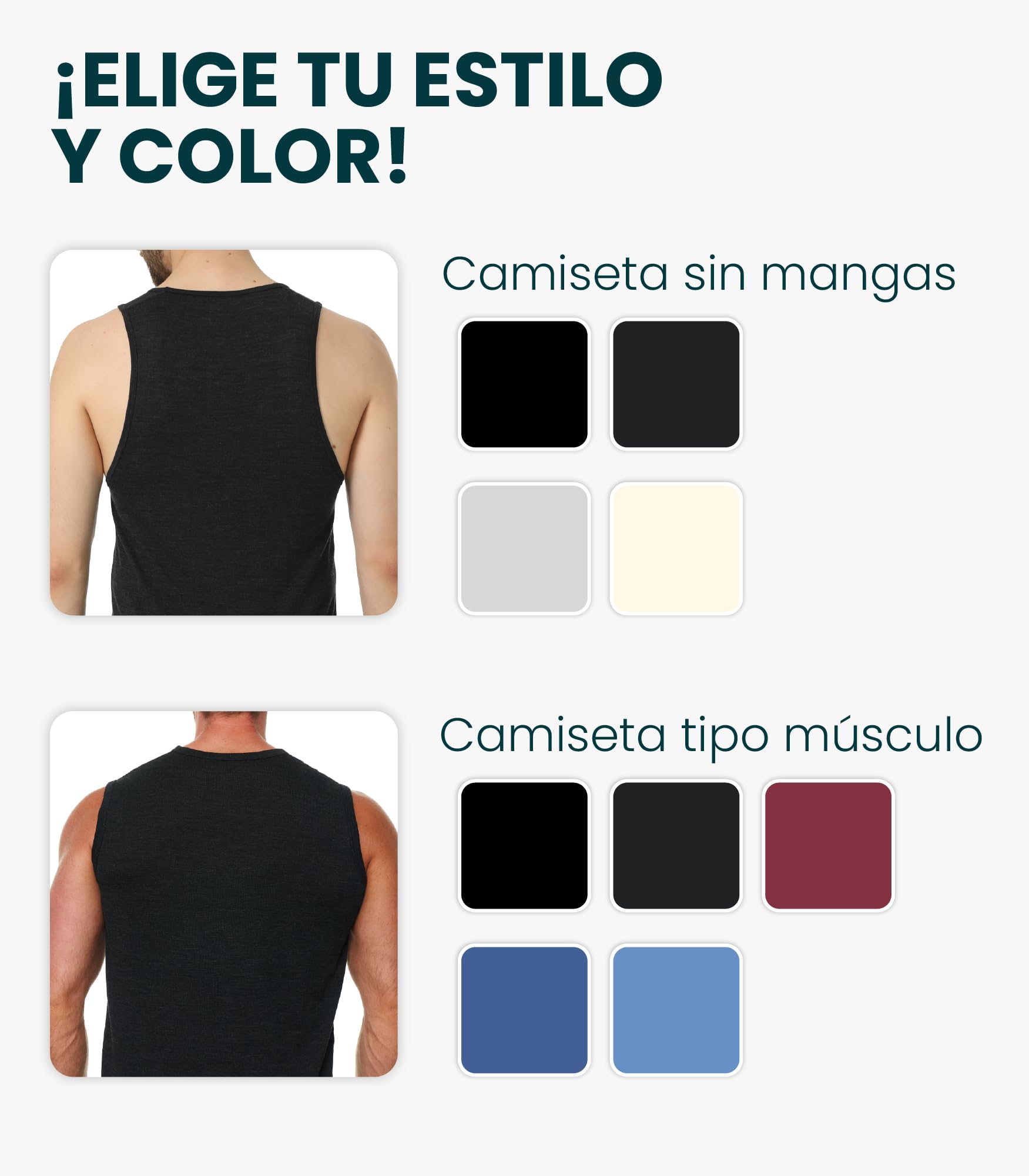 Merino.tech Camiseta Sin Mangas Merino Activa - 100% Lana Merino | Absorbe la humedad, altamente transpirable, de secado rápido, suave y ligera