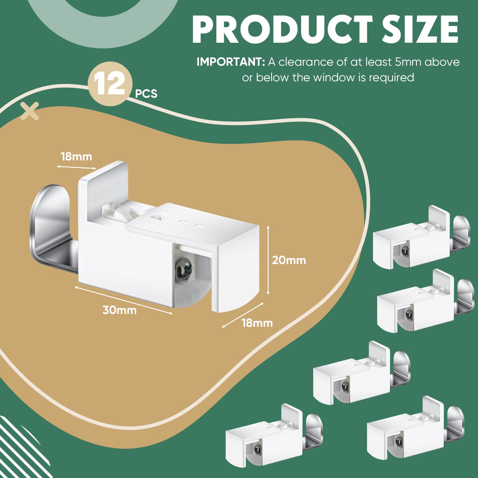 6 Pièces Supports De Serrage Pour Store Plissé,Support De Fixation Pour