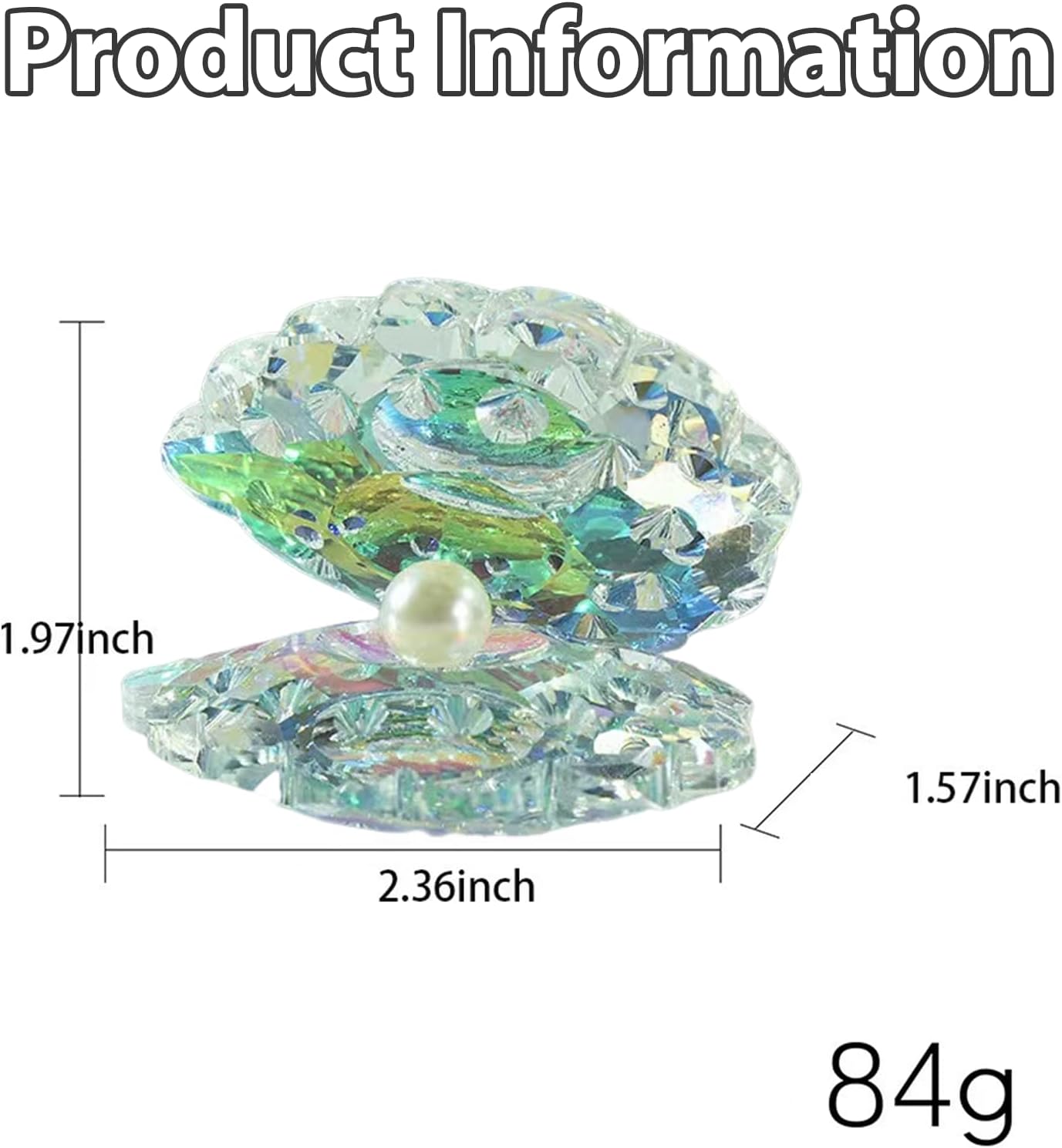 Colorful Crystal Figurine Collectible Glass Shell Figurine with Pearl for Wedding Gift Table Decor(White) image 5