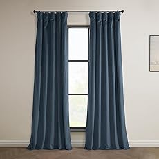 HPD Half Price Drapes Signature Velvet Thermal Blackout Curtains for Living Room 108 Inch Long 1 Panel Rod Pocket Insulated Blackout Curtains for Bedroom Window Curtains, 50Wx108L, Distance Blue Grey