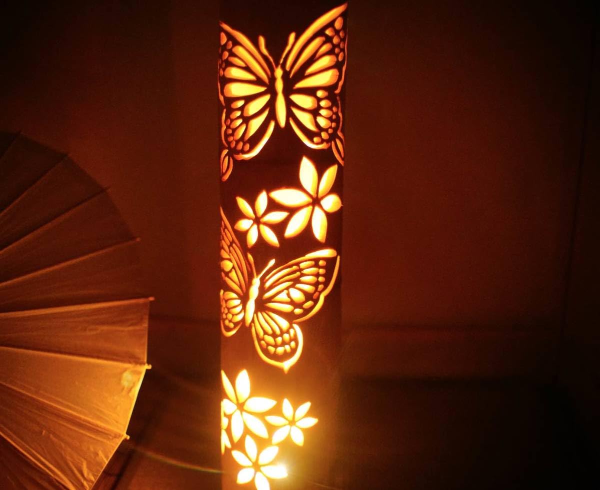 竹灯り・竹あかり・竹灯籠・竹灯篭・竹ランプ   ～～ 癒しの灯り★蝶灯り★～ 竹灯り・竹あかり・竹灯籠・竹灯篭・竹ランプ ～～ 癒しの灯り