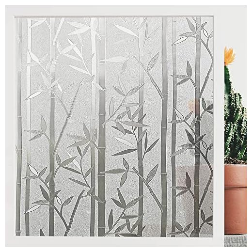 Finnez Vinilo para Ventana Privacidad 3D Película de Bambú Película Decorativa Opaca Electricida Autoadhesiva Anti-UV Estática para baño Dormitorio Oficinas Cocina 60 x 400 cm