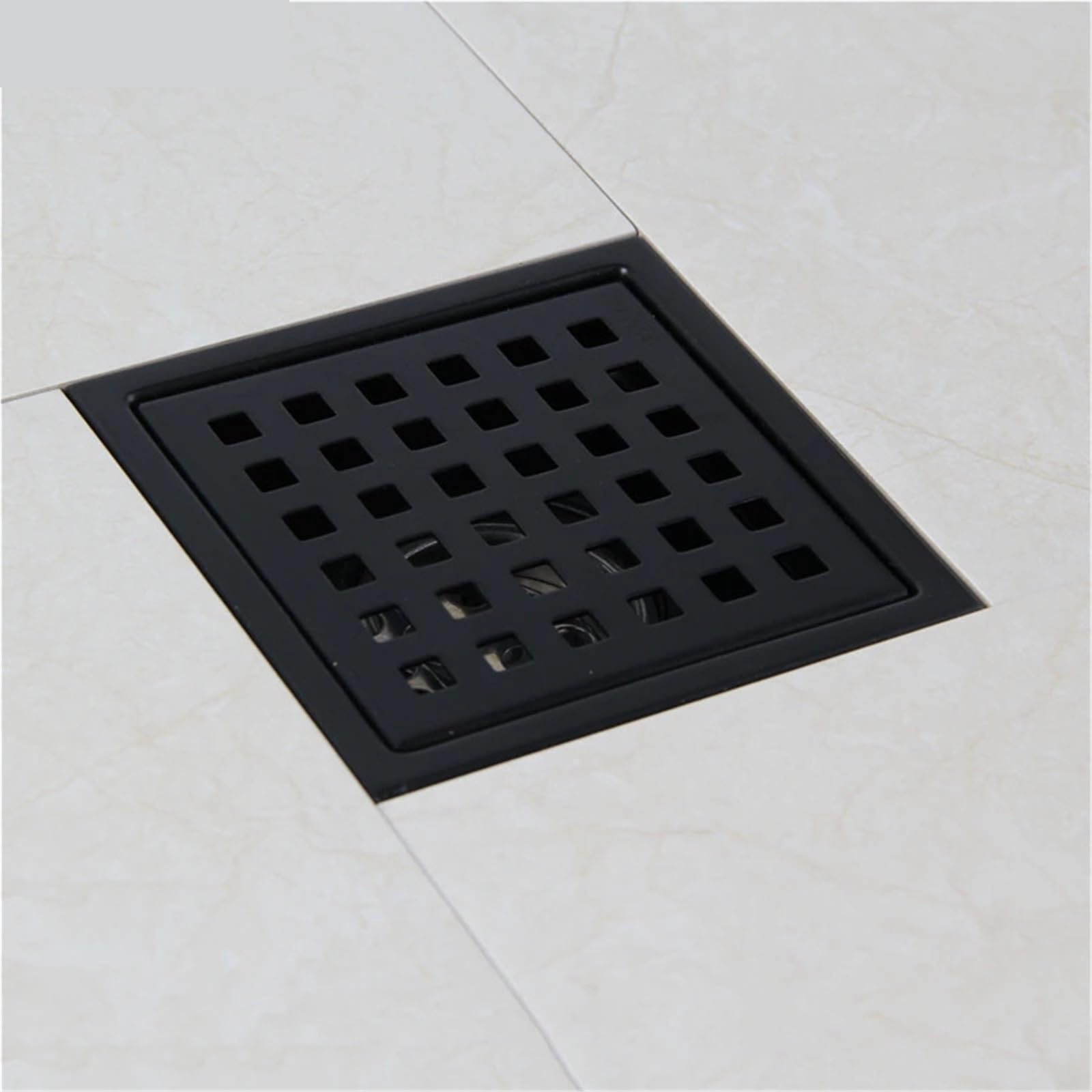 Desague Ducha Rejillas cuadradas de residuos inserción azulejo Piso baño Drenaje Ducha Acero Inoxidable Negro 110-300MM