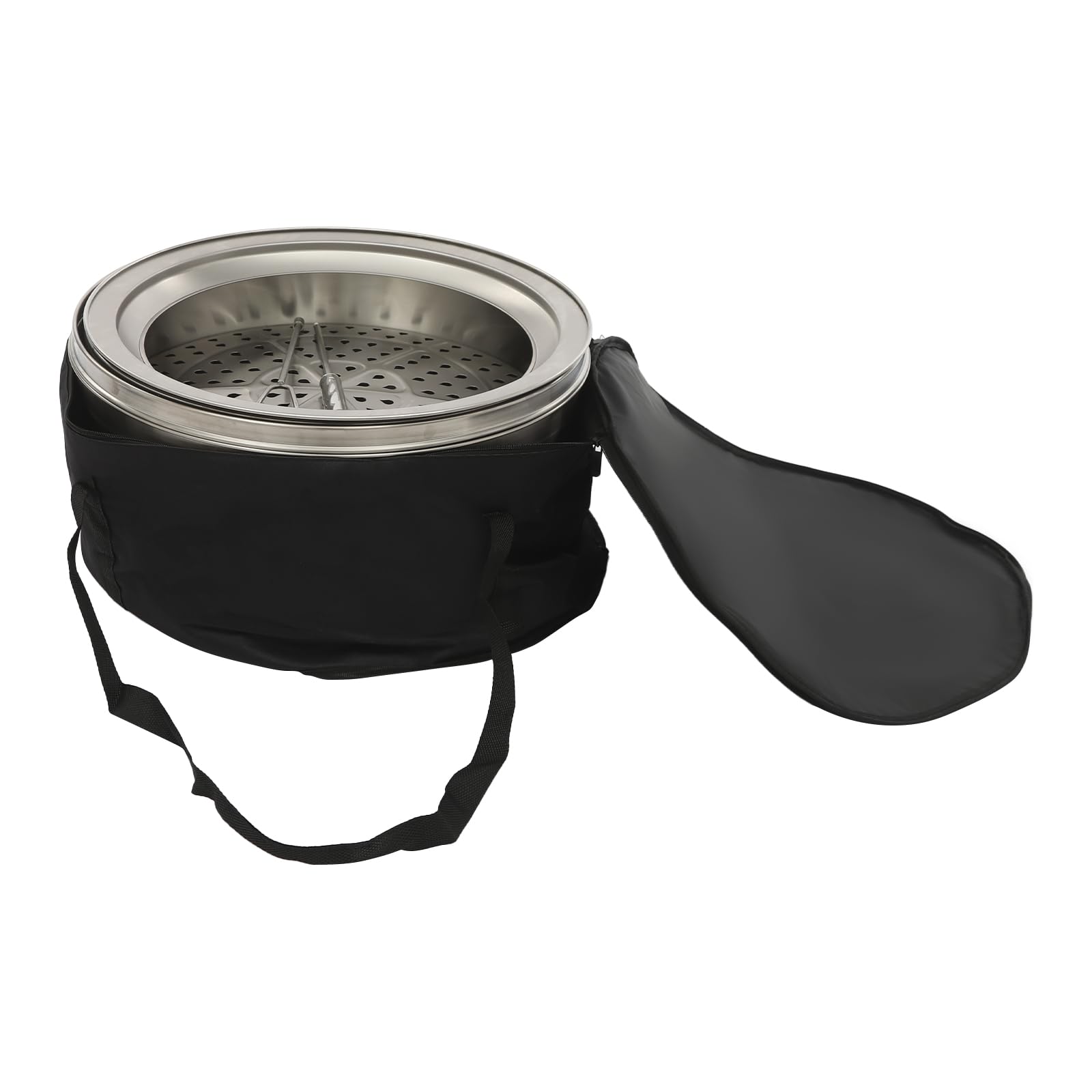 Feuerstellen - Braciere pieghevole in acciaio inox, con custodia, senza fumo, per campeggio, feste, 50 x 40 cm