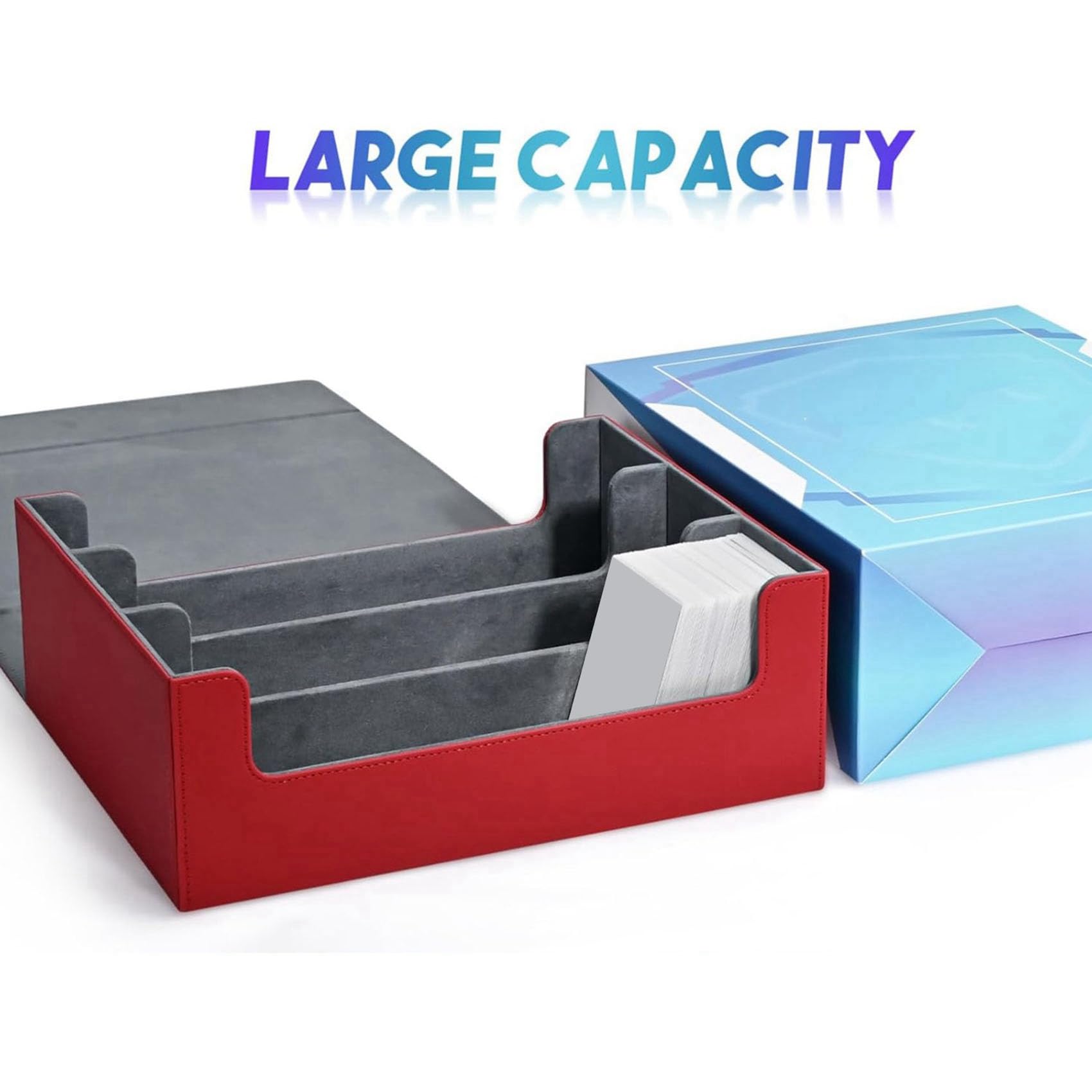 2X Caja de Almacenamiento de Tarjetas para Cartas Coleccionables, Estuche para Mazos de Cartas con Capacidad para MáS de 1800 Tarjetas de una Sola, Rojo