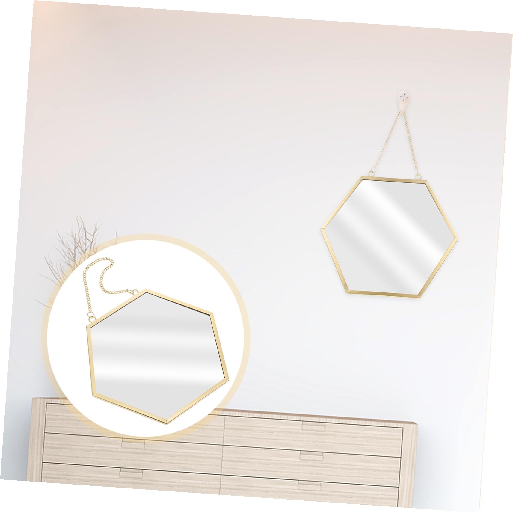 Moderner sechseckiger Wandspiegel – schlankes Design für Badezimmer und Flur, perfekt für Make-up und Rasur, Wandmontage für einfache Installation