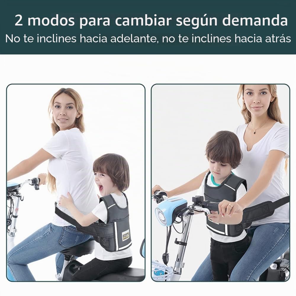 Jolik Upgrade Cinturón Moto Niño, Adjustable Arnes Moto Para Niño with Pocket, Reflective Breathable Material in Black