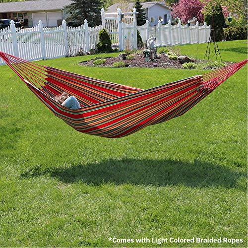 Castaway Living Large Red Multicolor Stripe Brazilian Double Hammock with Matching Storage Bag, Designed in The USA, Perfect for Backyard, Patio, Bedroom, Beach & More - Image 4