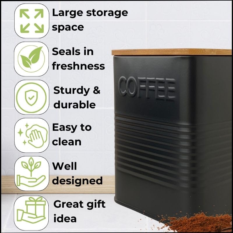 Evanmore Kitchen storage tins bread bin biscuit tin tea coffee sugar canisters pasta tin box (Tea, Coffee, Sugar Canisters) - Image 3