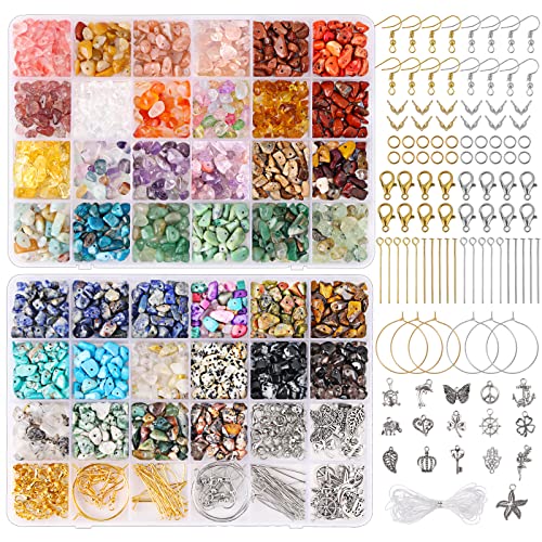 QUEFE 40 Colors Crystal Beads for Jewelry Making Crystal and Gemstone Beads 900pcs Jewelry Making Supplies Kit for Ring Bracelets Earring Making Supplies Craft Gifts