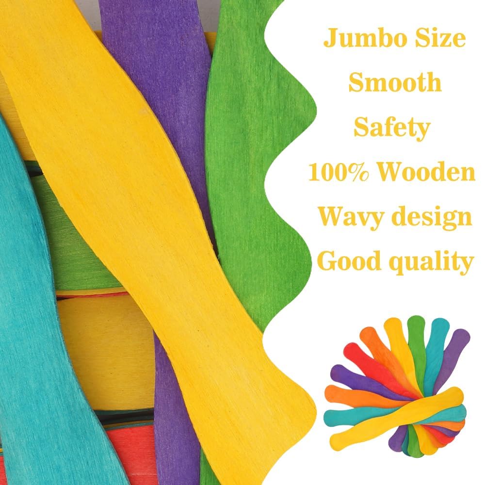 60 palitos de madera jumbo para manualidades, palitos de abanico de 8 pulgadas, palitos de paletas grandes de madera para manualidades, depresores de lengua, palos para manualidades, palitos de