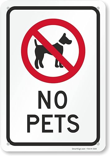 SmartSign -K-1193-AL Letrero "No Pets" | 7" x 10" Aluminio - Negro/Rojo sobre Blanco
