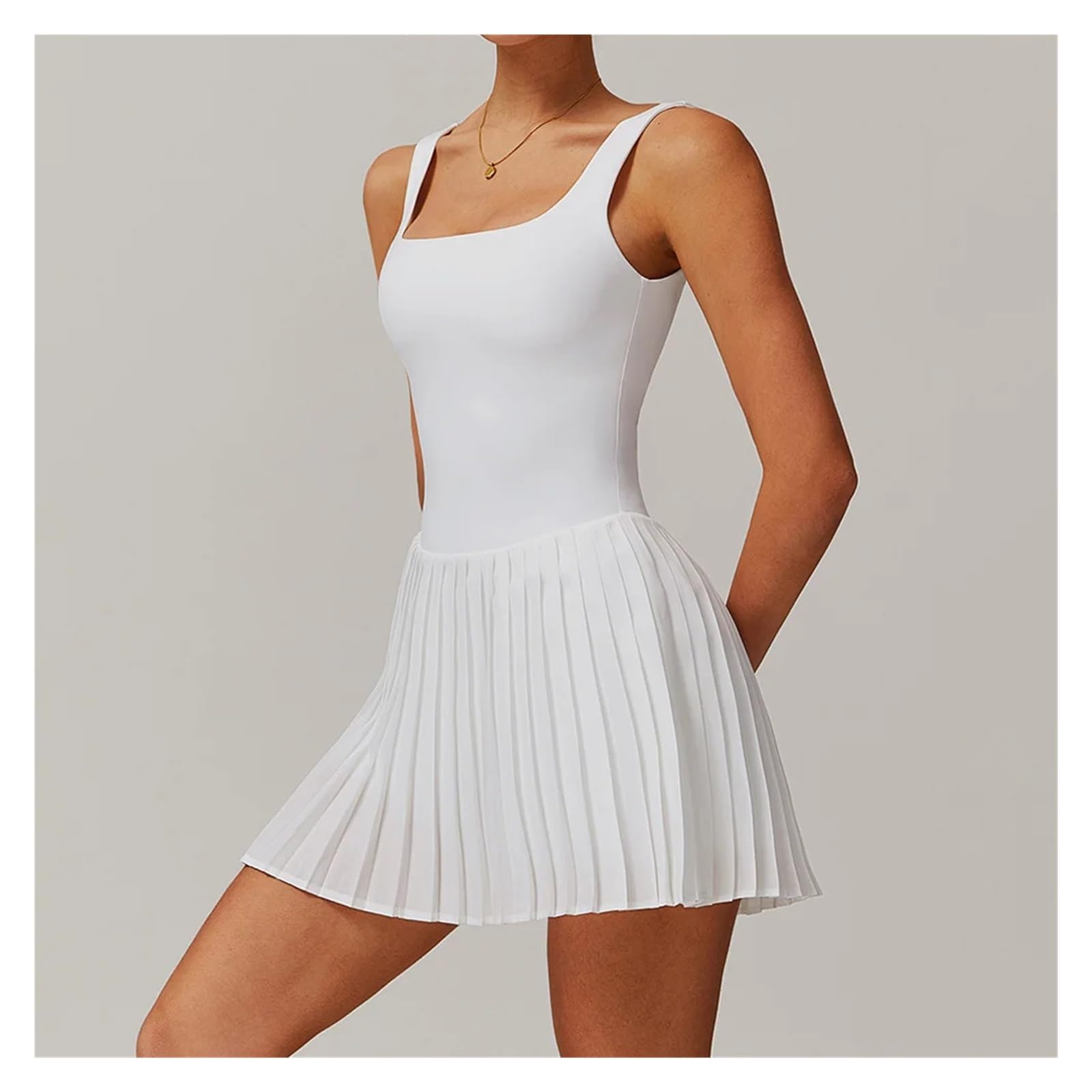 Mono de Yoga for Mujer, Falda de Tenis, Parte Inferior antideslumbrante, Traje Deportivo for Correr y Fitness con Bolsillo