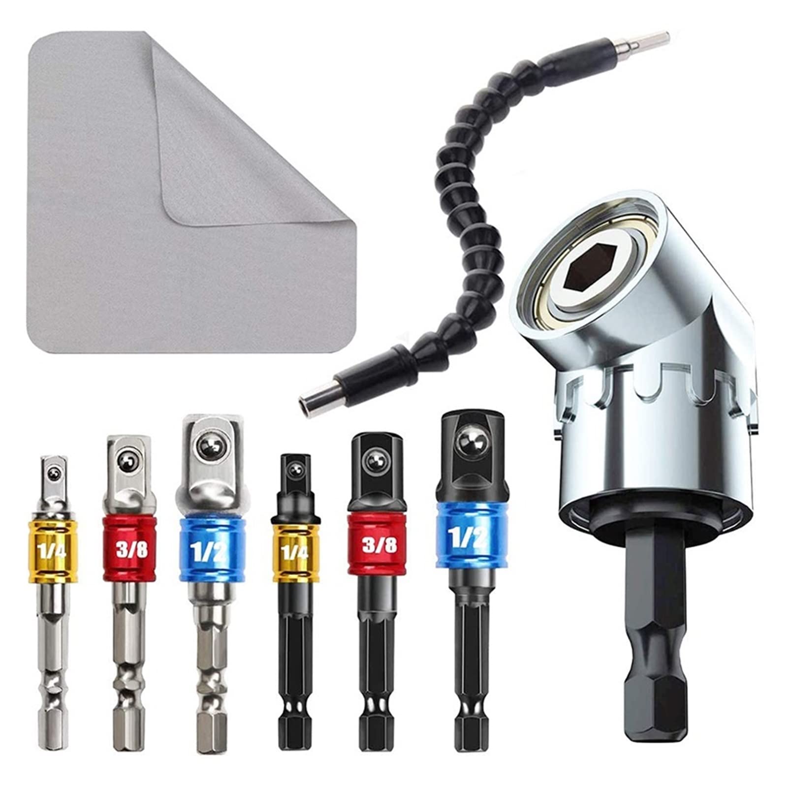 Adapter z gniazdem sześciokątnym, adapter gniazda do trzpienia wiertarskiego, wkrętarka udarowa z bitami sześciokątnymi do kwadratowych, zestaw prętów przedłużających (9 szt. 2)