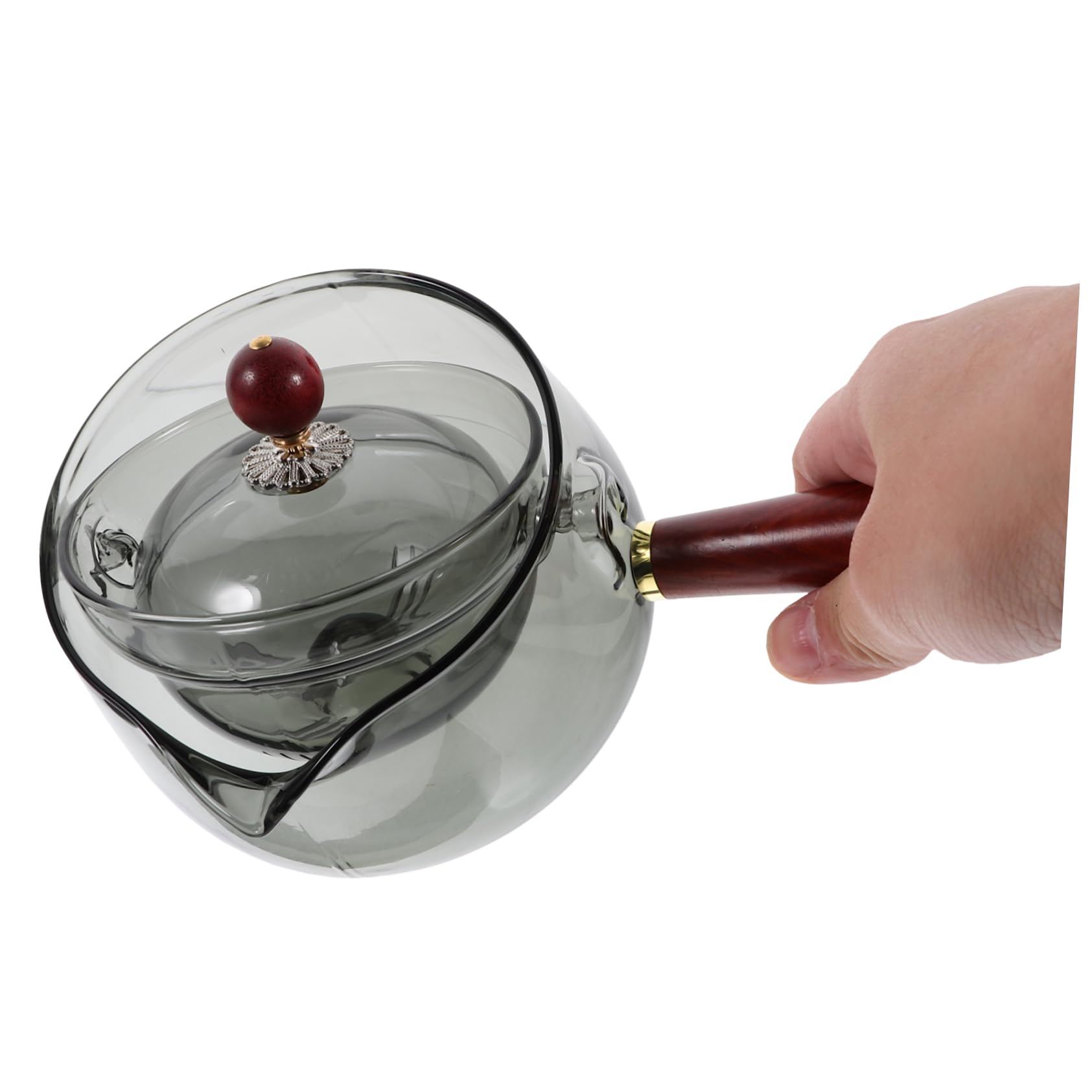 Mikinona Tetera de Vidrio con Infusor Giratorio Grados Tetera de Diseño con Asa Lateral para Preparar Casa o Oficina