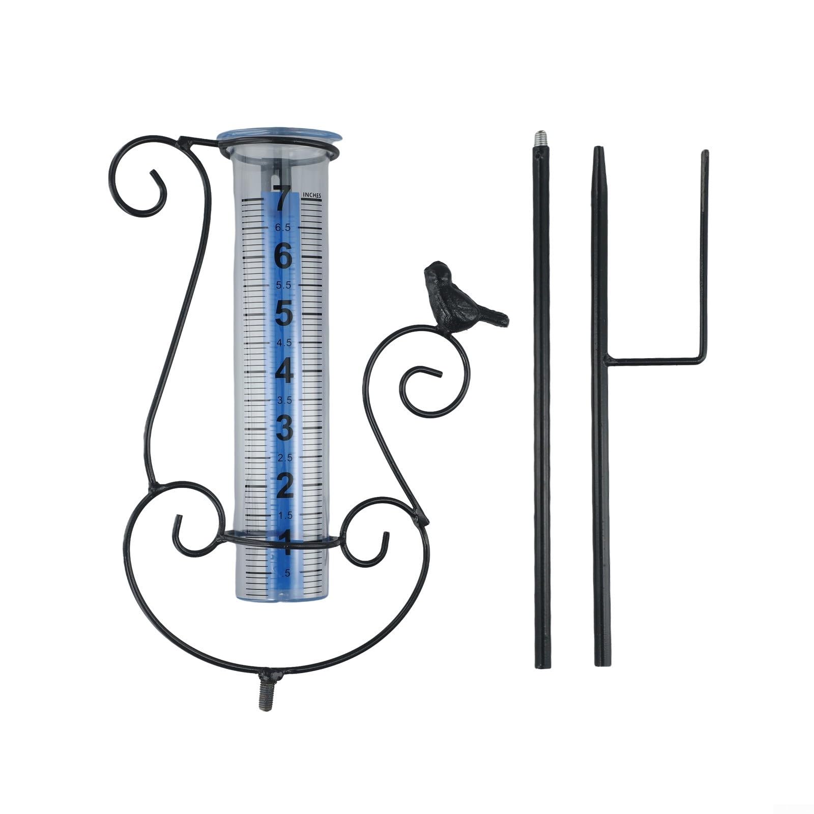 Pluviomètre extérieur en verre avec marquages transparents et piquet pour surveillance météo de jardin et cour