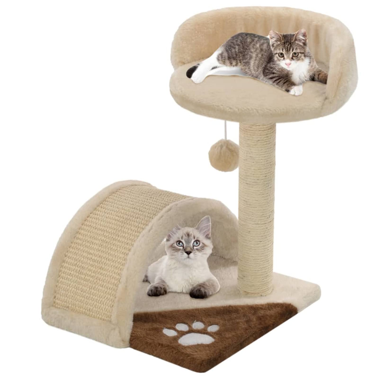 Homgoday Albero tiragraffi in sisal, 40 cm, beige e marrone, tiragraffi a torre per gatti, casetta multilivello per gatti, centro attività per gatti, animali e articoli per animali domestici