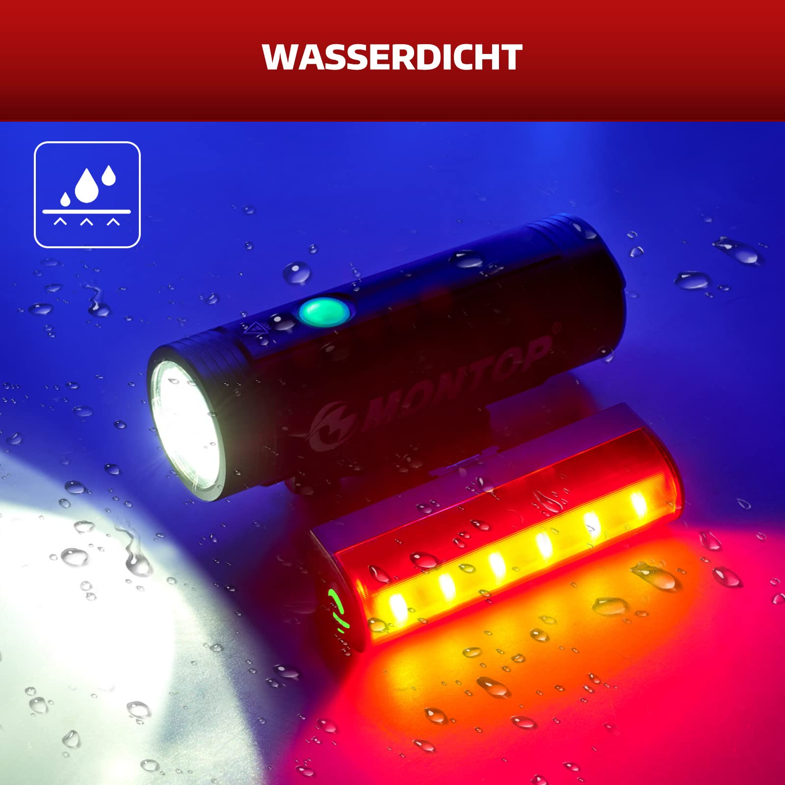 MONTOP StVZO Zugelassen Fahrradlicht Set USB Akku, LED Fahrradbeleuchtung Fahrradlampe, Bike Light Fahradbeleuchtungsset INKL. Frontlichter & Rücklicht, Fahrradlichter für Kinder und Erwachsene