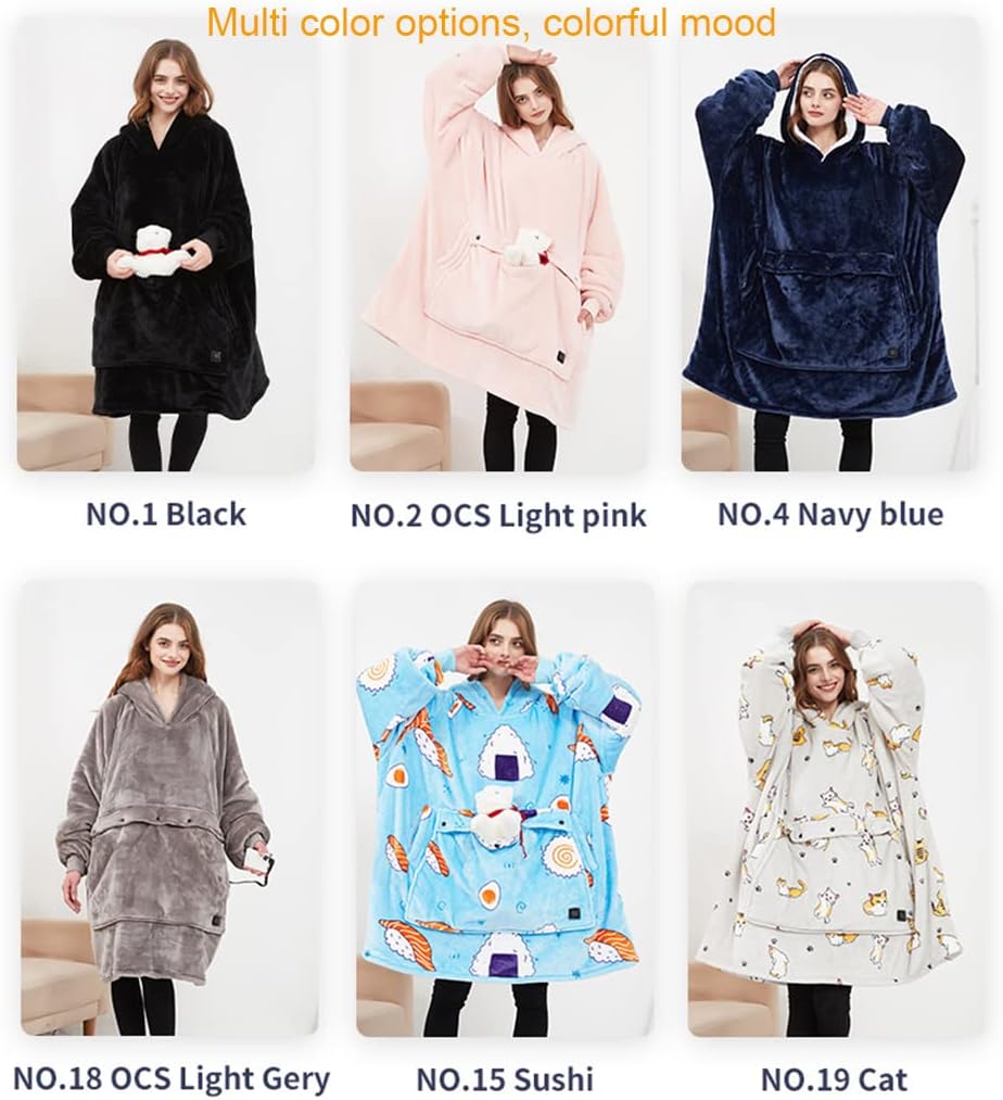 review Electric Snuggle Throw Blankets Wearable Heated Throw with Sleeves, 3 Heating Levels Heating Time Settings, Soft and Cozy Flannel Blanket (Blue)