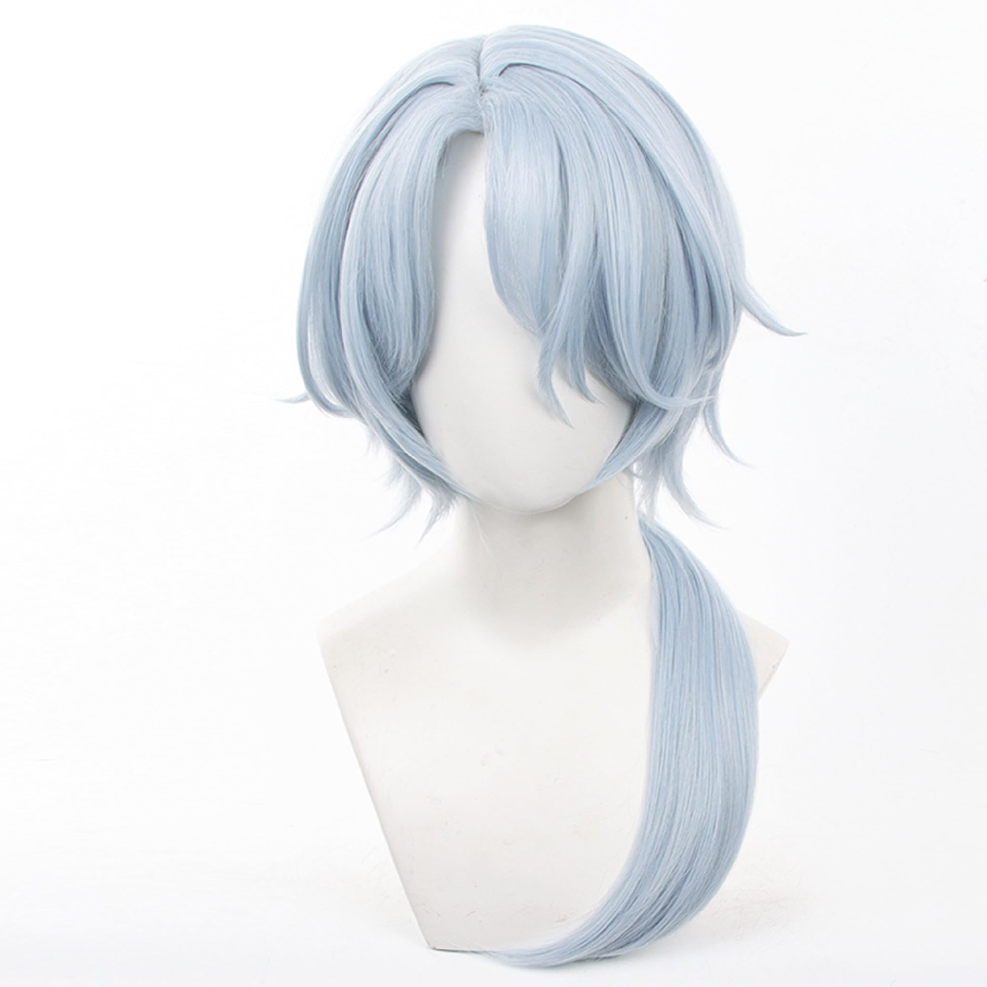 Plae Light Blue Long Straight Wigs with Low Ponytail Heat Resistant Synthetic Hairs for Women Men Comic Con Cosplay Halloween Wig - Image 2