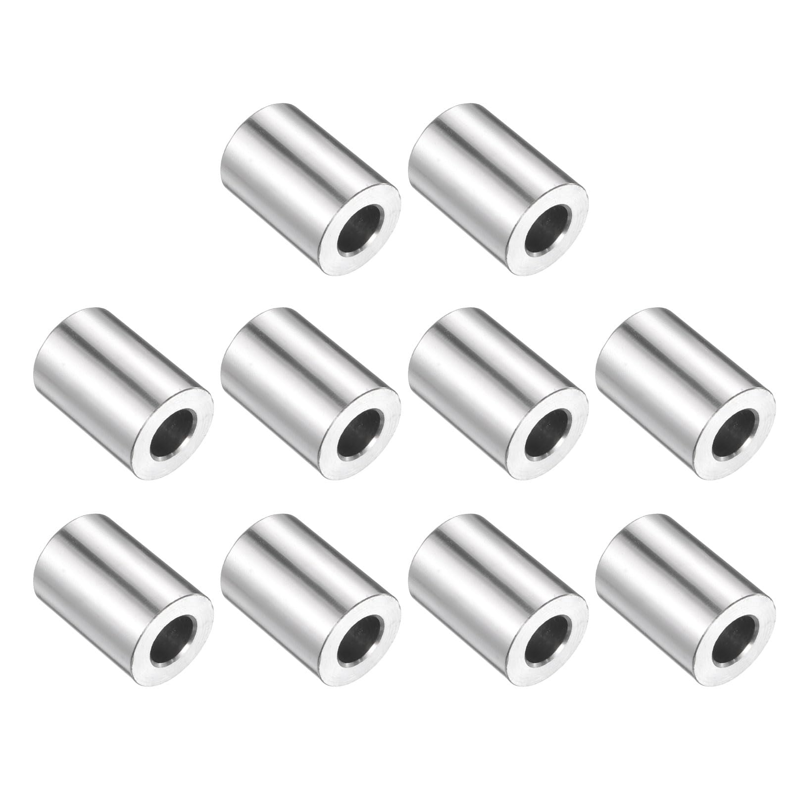 uxcell 10pcs Stainless Steel Spacer 3/8" Bore x 3/4" OD x 1-3/8" Length Screw Bushing Plain Finish Round Metal Spacer for M10 Screws Bolts and Rods