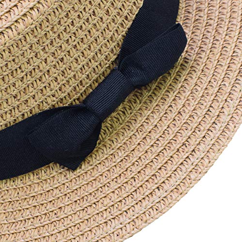 Straw Sun Hat Kids Boy Girls Boater Summer Beach Cap Bucket Hat3